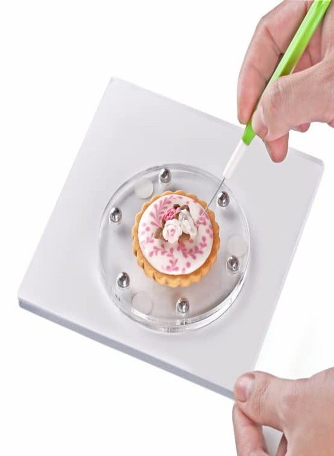 Kasmoire Cookie Decorating Turntable, Sugar Cake Cookie Decorating Supplies Kit-with Anti-Slip Silicone Mat,Turns Smoothly Easy Control and Convenient,5.7 x 5.7inch,Thicker,Acrylic,Square - Image 1