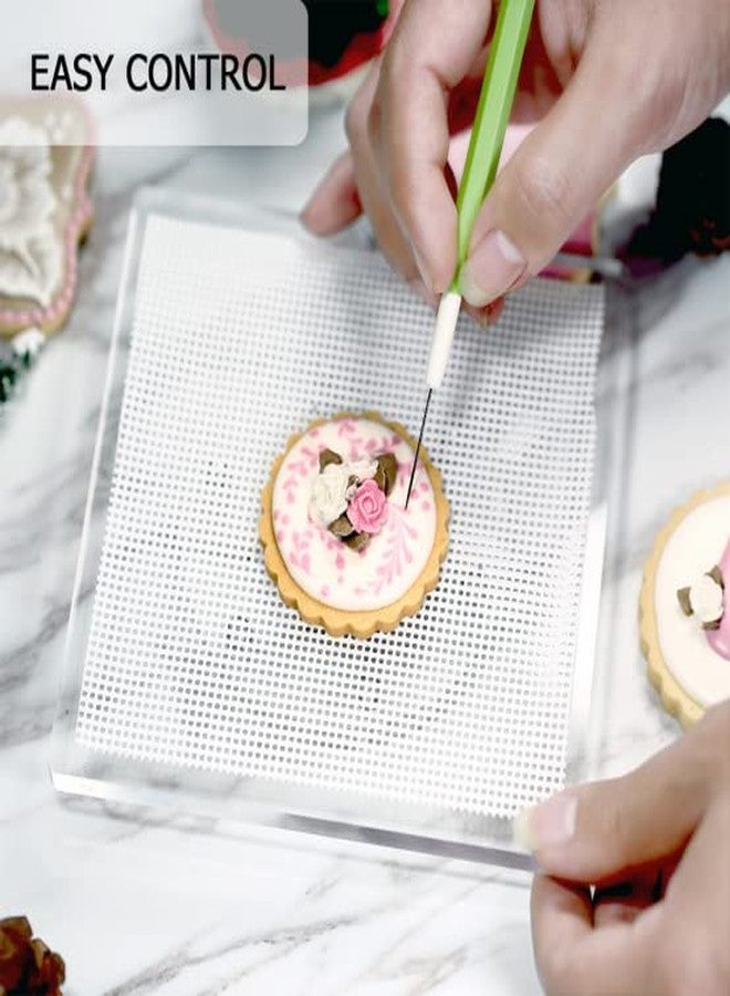 Kasmoire Cookie Decorating Turntable, Sugar Cake Cookie Decorating Supplies Kit-with Anti-Slip Silicone Mat,Turns Smoothly Easy Control and Convenient,5.7 x 5.7inch,Thicker,Acrylic,Square - Image 4