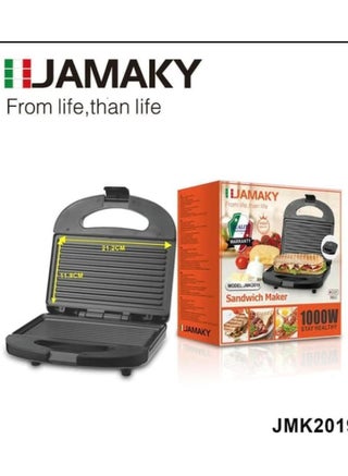 Sandwich Maker (JMK2019) (1 Year Warranty) 1000 Watt - Black Italian Design