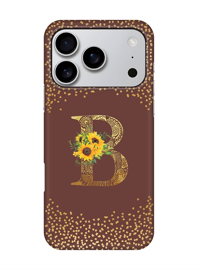 Stylizedd For iPhone 17 Pro,Case, [Compatible with MagSafe] Magnetic cover Slim fit Protection Matte, - Custom Floral Monogram - B  (Brown )