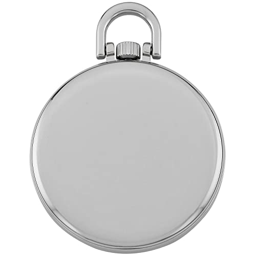 Gotham Men's Silver-Tone Ultra Thin Railroad Open Face Quartz Pocket Watch # GWC15026S - Image 4