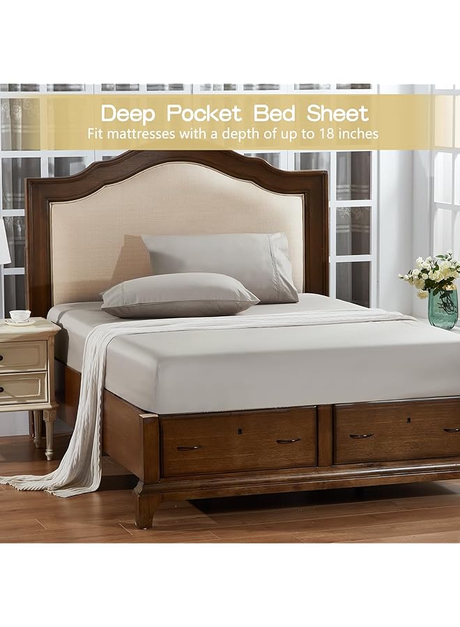 erorex 100 Percent Bamboo Bed Sheet Set With Pillowcases 4 Pieces Including 1 X Fitted Sheet 2 X Pillow Covers 1 X Flat Sheet Breathable And Machine Washable Queen Size - Image 4