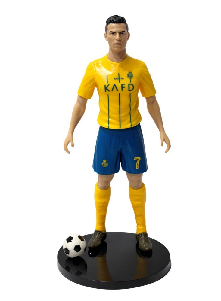 بريميم مجسم لاعب كرة قدم مستوحى من كريستيانو رونالدو، بطول 20 سم - نموذج عالي التفاصيل للاعب كرة قدم قابل للتجميع مع كرة وحامل، قطعة تذكارية رائعة لعشاق كرة القدم - Image 2