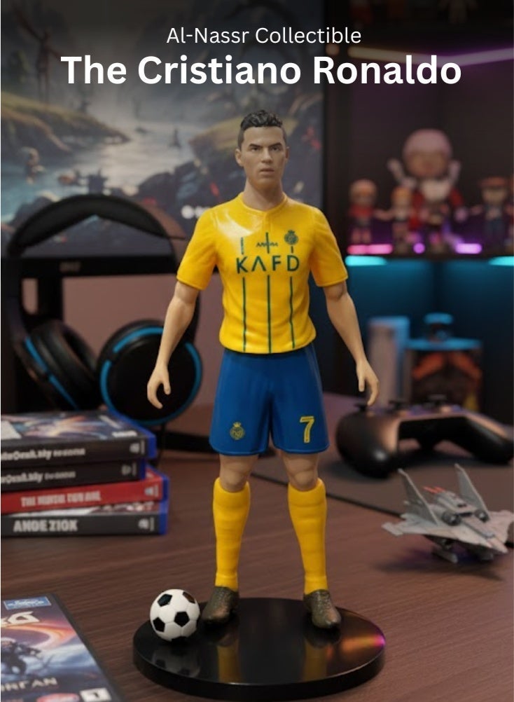 بريميم مجسم لاعب كرة قدم مستوحى من كريستيانو رونالدو، بطول 20 سم - نموذج عالي التفاصيل للاعب كرة قدم قابل للتجميع مع كرة وحامل، قطعة تذكارية رائعة لعشاق كرة القدم - Image 4