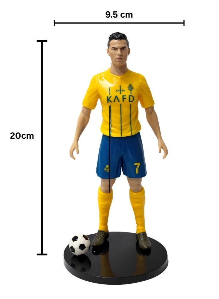 بريميم مجسم لاعب كرة قدم مستوحى من كريستيانو رونالدو، بطول 20 سم - نموذج عالي التفاصيل للاعب كرة قدم قابل للتجميع مع كرة وحامل، قطعة تذكارية رائعة لعشاق كرة القدم - Image 3