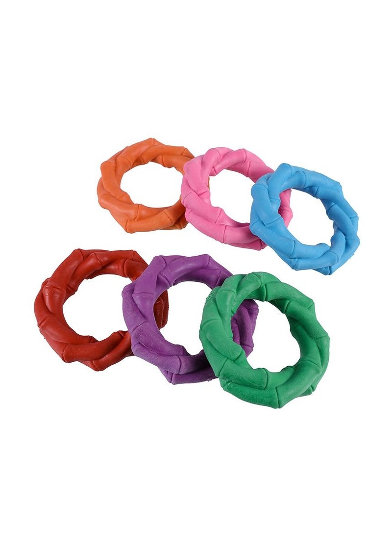 Generic Pet Biting Toy Colorful Teeth Grinding Anti Biting Round Bamboo Ring Throwing Toy Ball * 6  - Image 1