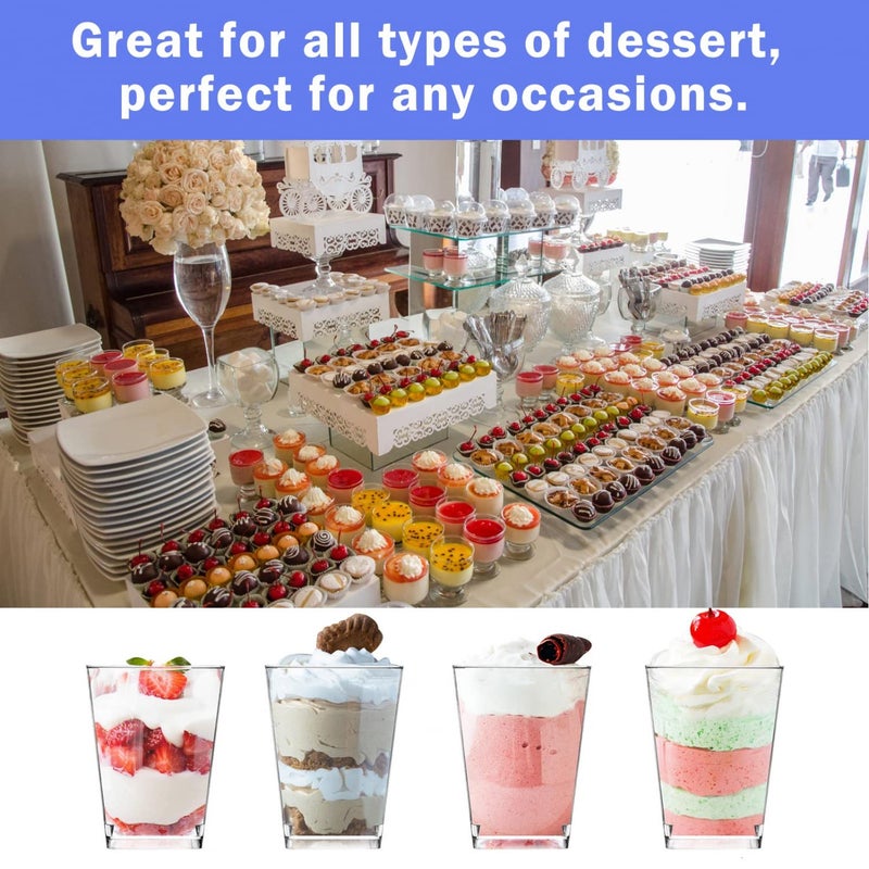 Monrocco 50 Pack 5 oz Plastic Dessert Cups with Lids and Spoons, Small Parfait Yogurt Pudding Cups with Lids for Party, Clear Mini Dessert Shooter Cup for Fruit Trifle Ice Cream - Image 5