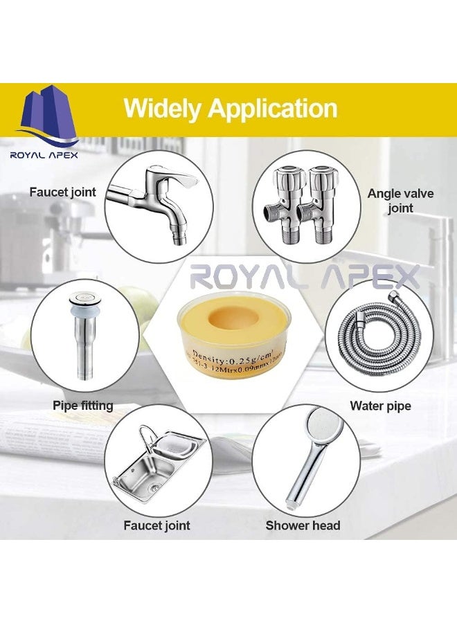 Royal Apex Thread Sealing Teflon Tape EN 751-3 with 0.25g/cm2 Density, 0.9mmx12mm PTFE for Pipe Fittings and Fixing Water Leak (Pack of 100) - Image 5