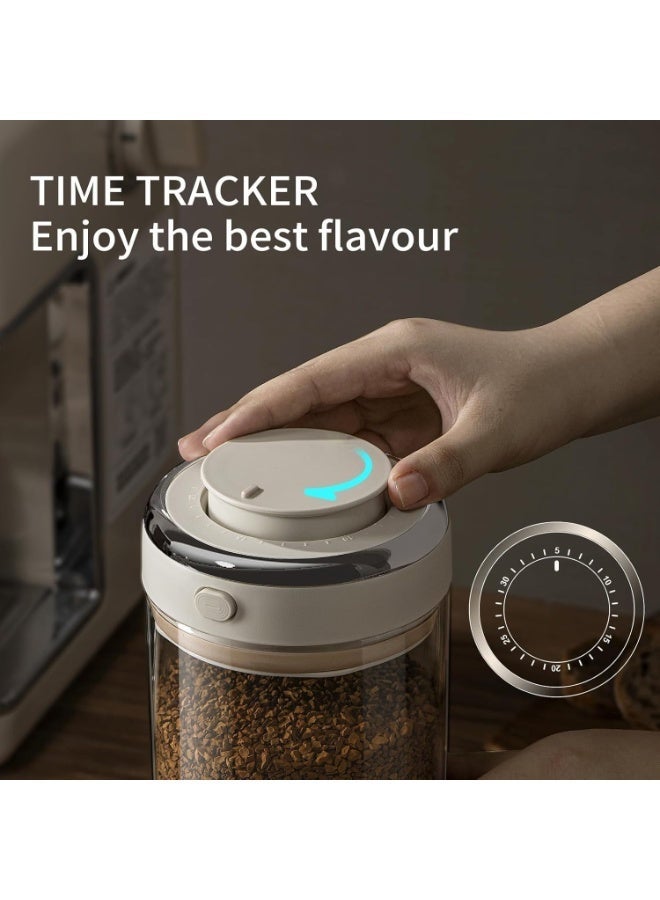 Premium Glass Airtight Coffee Canister,17oz with One-Way CO2 Valve and Freshness Tracker, Moisture-Proof Coffee Bean Storage Container, Reusable BPA-Free Jar for Kitchen Coffee Accessories - Image 2