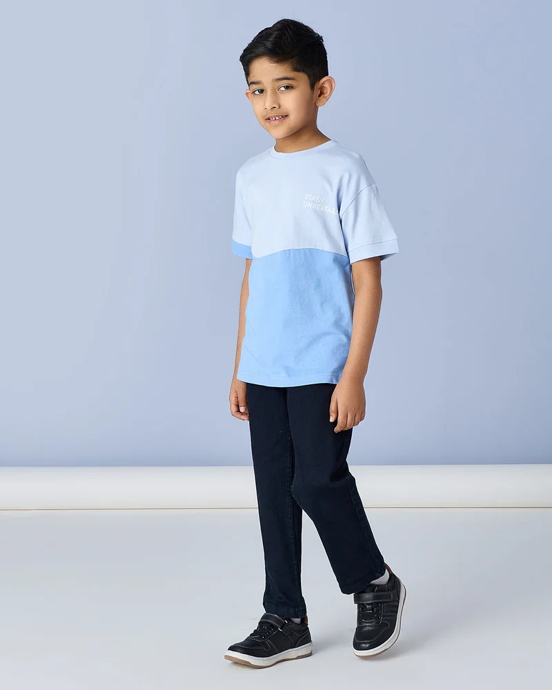 Redtag Boys Blue Cut & Sew T-Shirt