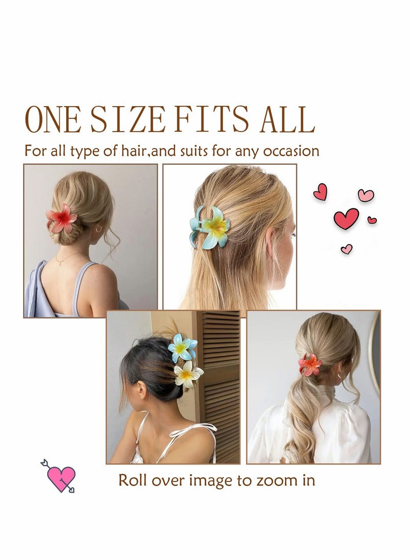 Excefore Flower Hair Clip, 6 Pcs Hawaiian Plumeria Claw Clips, Matte No Slip  Wedding Bridesmaid Catch for Thick Thin - Image 2