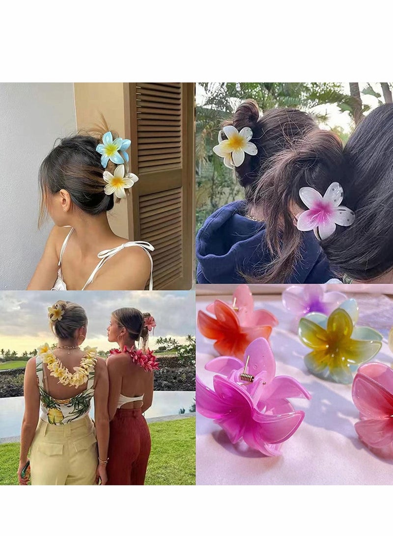 Excefore Flower Hair Clip, 6 Pcs Hawaiian Plumeria Claw Clips, Matte No Slip  Wedding Bridesmaid Catch for Thick Thin - Image 3