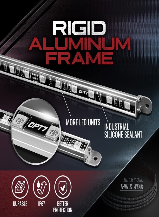 OPT7 مصابيح OPT7 Aura المصنوعة من الألومنيوم، إضاءة سفلية عالمية للسيارات والشاحنات والمركبات الترفيهية وعربات الجولف مع جهاز تحكم عن بعد، مصابيح LED فائقة السطوع، 12 فولت، قضبان إضاءة مقاومة للماء، طقم إضاءة خارجية أسفل هيكل السيارة - Image 3