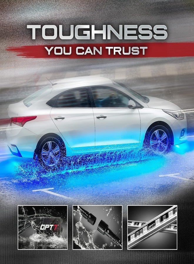 OPT7 مصابيح OPT7 Aura المصنوعة من الألومنيوم، إضاءة سفلية عالمية للسيارات والشاحنات والمركبات الترفيهية وعربات الجولف مع جهاز تحكم عن بعد، مصابيح LED فائقة السطوع، 12 فولت، قضبان إضاءة مقاومة للماء، طقم إضاءة خارجية أسفل هيكل السيارة - Image 4