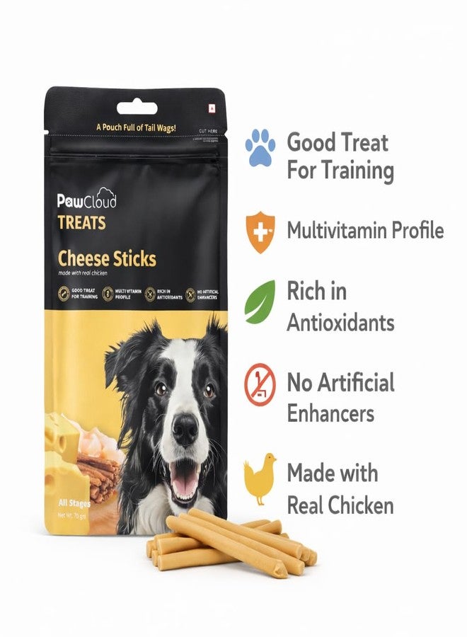 PawCloud Dog Soft Chew Stick Treats for Dogs - Cheese with Chicken Flavor, 70 gm - Pack of 2 - Image 2