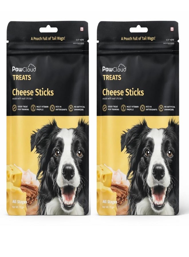 PawCloud Dog Soft Chew Stick Treats for Dogs - Cheese with Chicken Flavor, 70 gm - Pack of 2 - Image 1