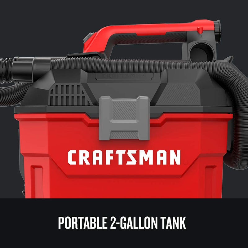 CRAFTSMAN مكنسة كهربائية لاسلكية CRAFTSMAN V20، مكنسة متجر رطبة/جافة، سعة 2 جالون، خرطوم بطول 7 أقدام، أداة عارية فقط (CMCV002B) - Image 3