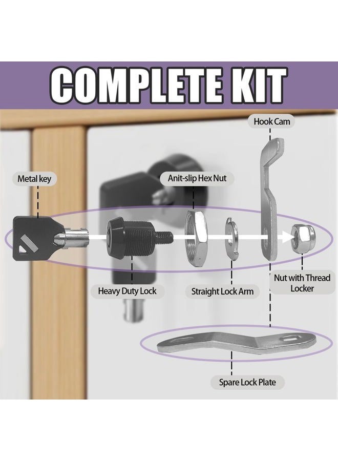 NIANNIAN 1 Pack Black Toolbox Locks with Keys 5/8 Inch Tubular Cam Lock Keyed Alike Zinc Alloy Cabinet Lock Hook Cam Drawers Locks - Image 3