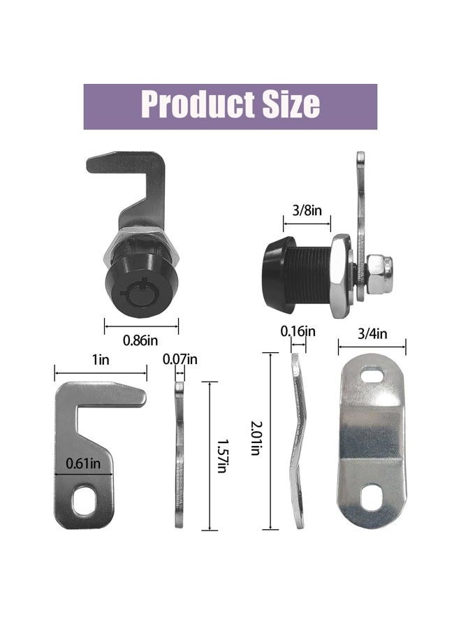 NIANNIAN 1 Pack Black Toolbox Locks with Keys 5/8 Inch Tubular Cam Lock Keyed Alike Zinc Alloy Cabinet Lock Hook Cam Drawers Locks - Image 2