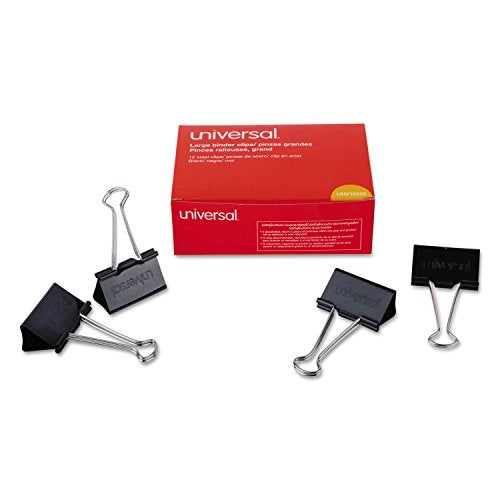 Universal, 10220, Binder Clips, Large, Black/Silver, 12 Clips/Pack, Sold As 2 Packs - Image 2
