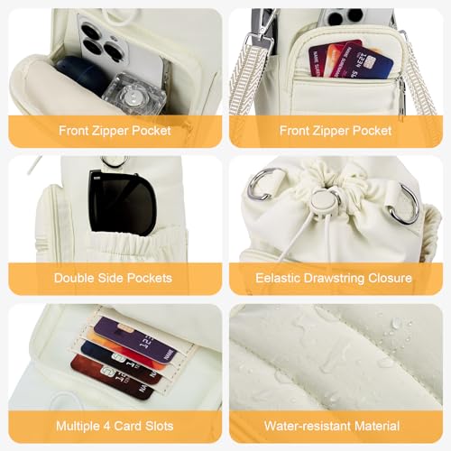 Lexiyat Water Bottle Bag 40 oz Crossbody Water Bottle Holder for Walking Hiking Insulated Compartment Carrier Purse with Adjustable Strap Beige - Image 3