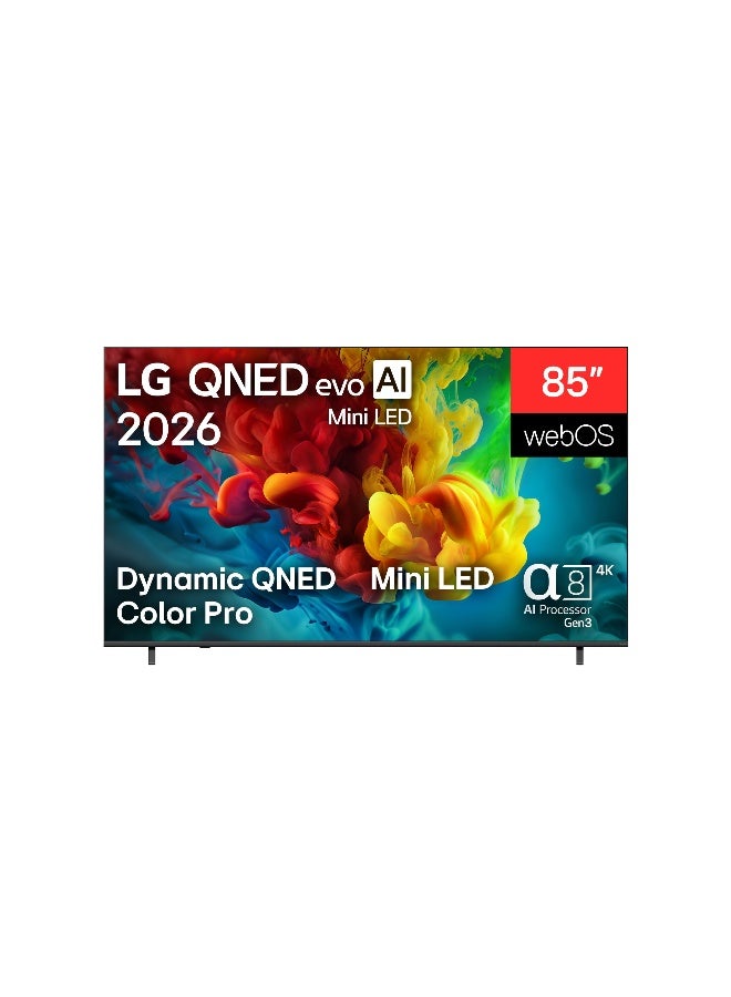 إل جي 85 بوصة LG QNED evo AI Mini LED QNED84 تلفزيون ذكي 4K، WebOS، معالج α8 AI 4K Gen3، HDR10 / HLG، 120Hz، موديل سنة 2026، ضمان لمدة 2 سنوات - - Image 2