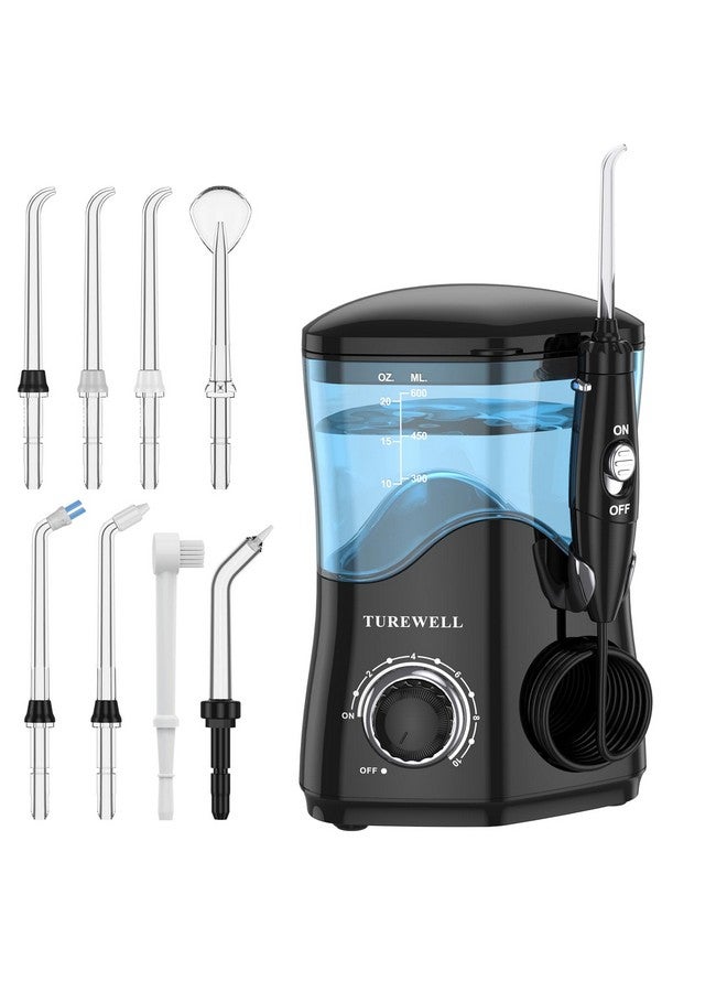 TUREWELL Water Dental Flosser For Teeth/Braces, Water Teeth Cleaner 8 Jet Tips And 10 Pressure Levels, 600Ml Large Water Tank Oral Irrigator For Family(Black) - Image 1