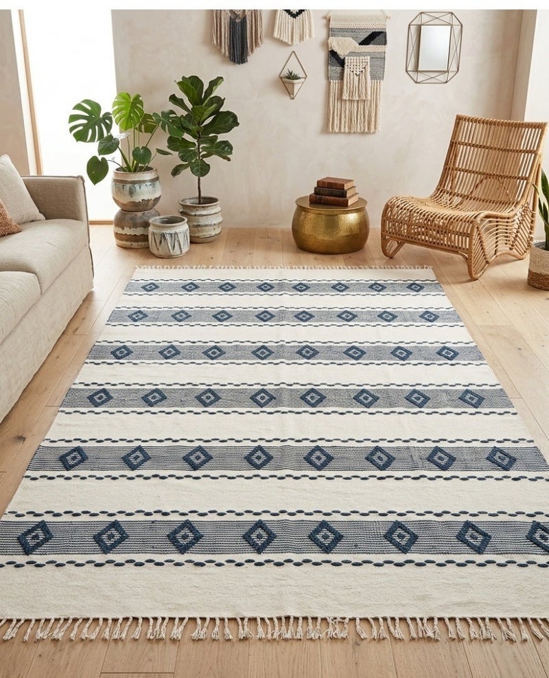سجادة كليم يدوي فاخرة من القطن الطبيعي – تصميم بوهيمي عصري – 180×300 سم - Image 3