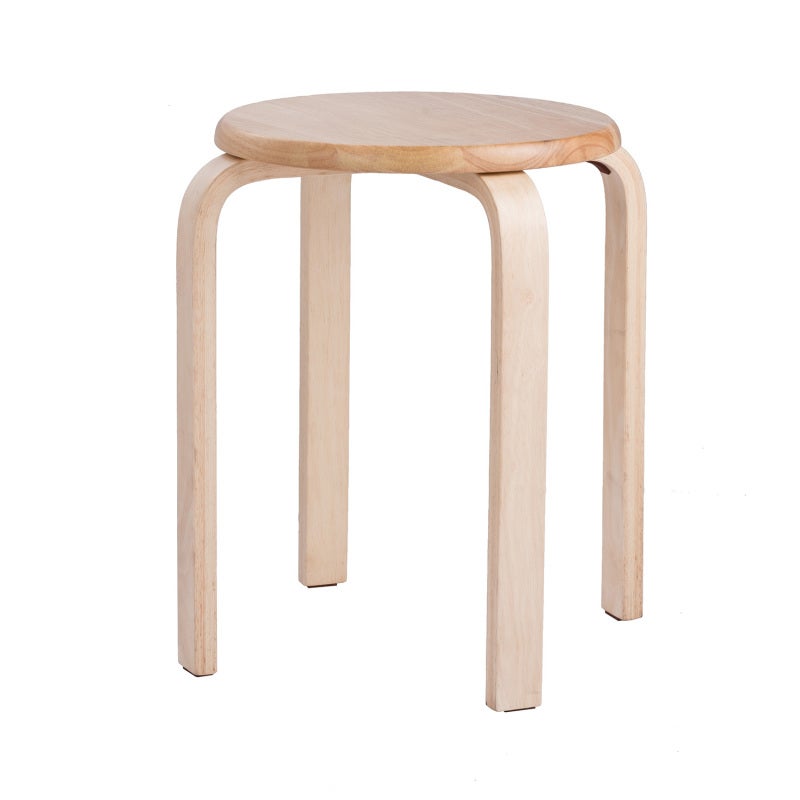 Wooden Stools 4-Pack: Stackable Bending Leg Design, EVA Anti-Skid Moisture-Proof Pads - EU Standard Safe Paint, Easy Installation With Free Tools for Home Kitchen Dining Spaces - Image 1