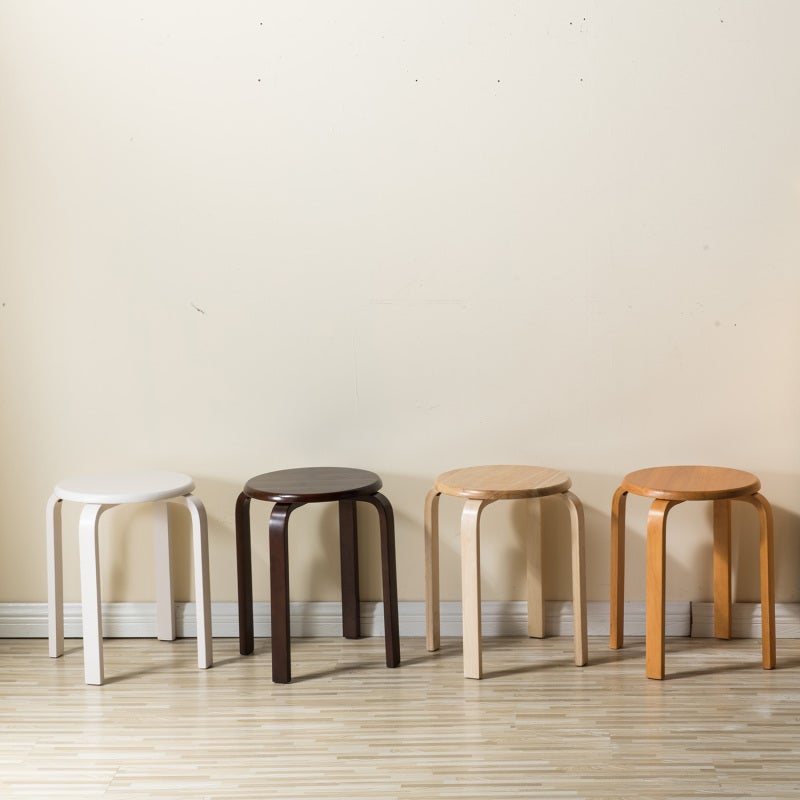 Wooden Stools 4-Pack: Stackable Bending Leg Design, EVA Anti-Skid Moisture-Proof Pads - EU Standard Safe Paint, Easy Installation With Free Tools for Home Kitchen Dining Spaces - Image 2