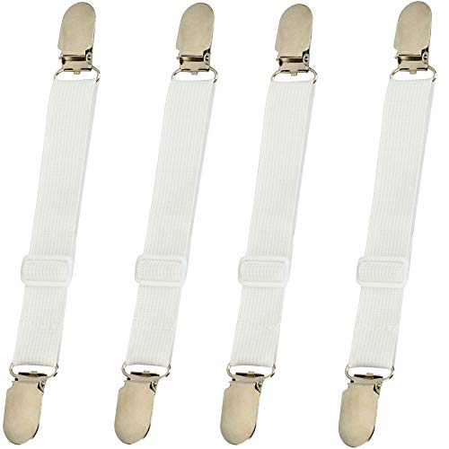 BBDOU Bed Sheet Clips Straps Sheet Holder Mattress Clips, 4 Pcs Adjustable Elastic Bed Sheet Grippers Straps Suspender Fasteners Holder - Image 1