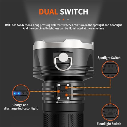 NICRON B400 Rechargeable Flashlights 16000 High Lumens, 3280ft Long Range, Super Bright LED Flashlight Type C Charged, 6 Modes Long Lasting 210 Hours, IPX8 Waterproof for Emergencies, Camping - Image 5