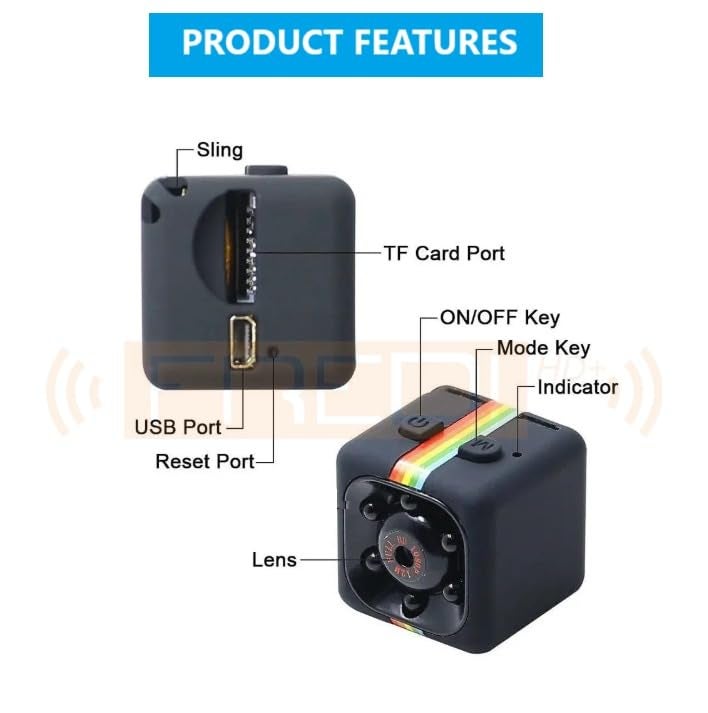 FREDI HD PLUS SQ11 Mini Camera | 1080P Full HD Indoor Video Recording | Compact & Portable Mini Camera | Motion Detection | Loop Recording | Micro SD Card up to 32GB - Image 3