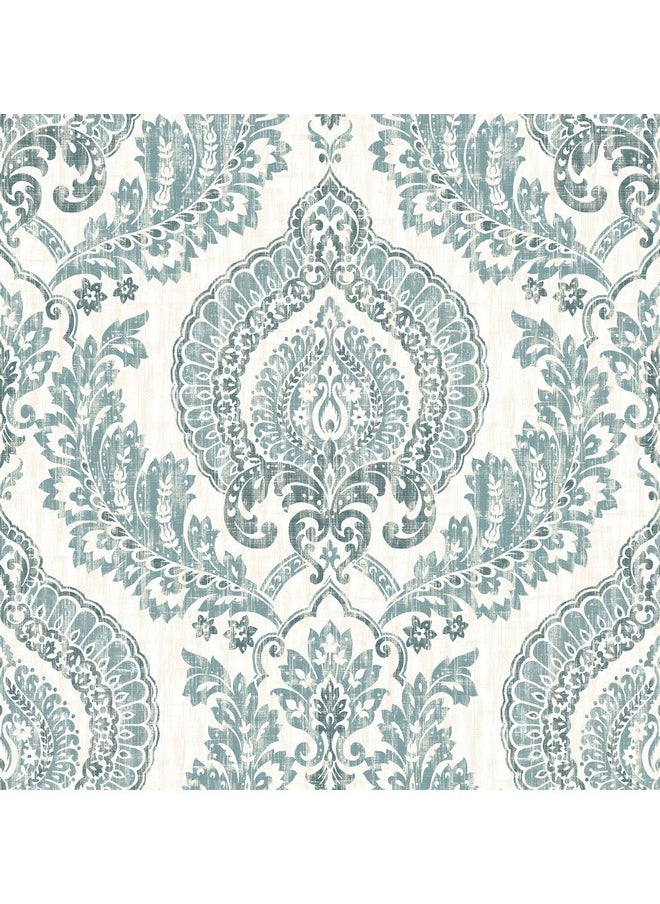 NuWallpaper Nu1702 Kensington Damask Peel & Stick Wallpaper Blue  - Image 1