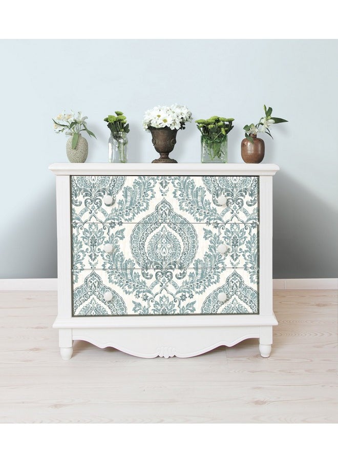 NuWallpaper Nu1702 Kensington Damask Peel & Stick Wallpaper Blue  - Image 3