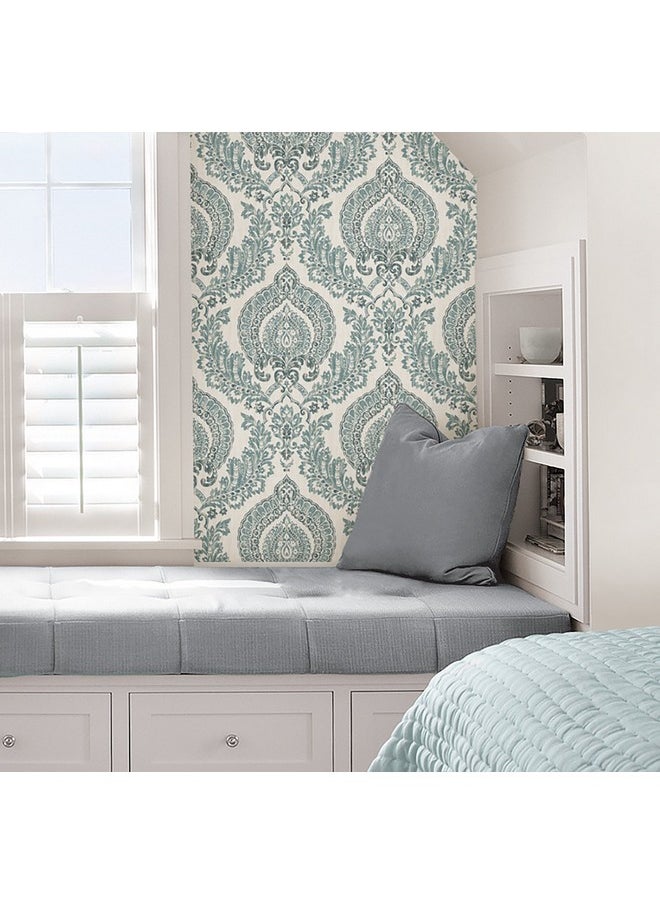NuWallpaper Nu1702 Kensington Damask Peel & Stick Wallpaper Blue  - Image 2