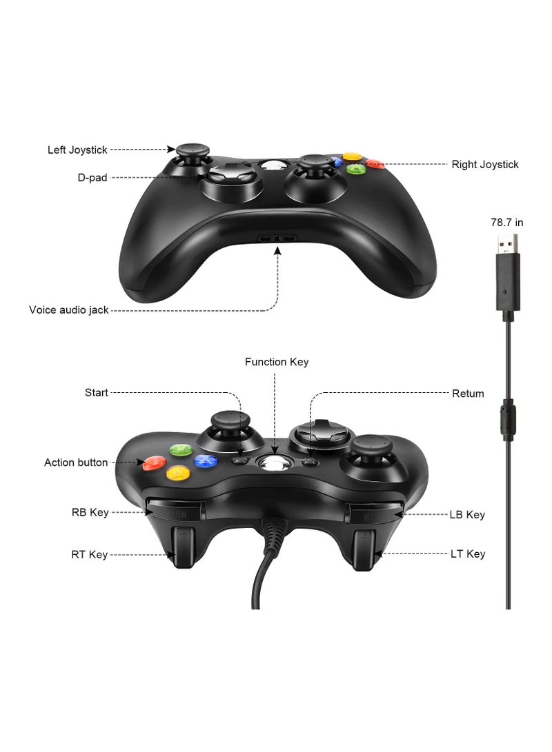 Zexrow Xbox 360 Controller, USB Wired Gamepad Joystick with Improved Dual Vibration and Ergonomic Design for Microsoft Xbox 360 & Slim & PC Windows 7/8/10(Black) - Image 3