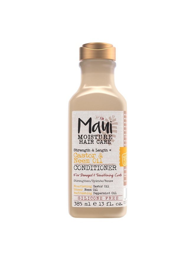 MAUI MOISTURE Maui Moisture Strength & Length + Castor & Neem Oil Conditioner, Curly Hair Product for Dry, Damaged Hair, 13 Fl Oz  - Image 1