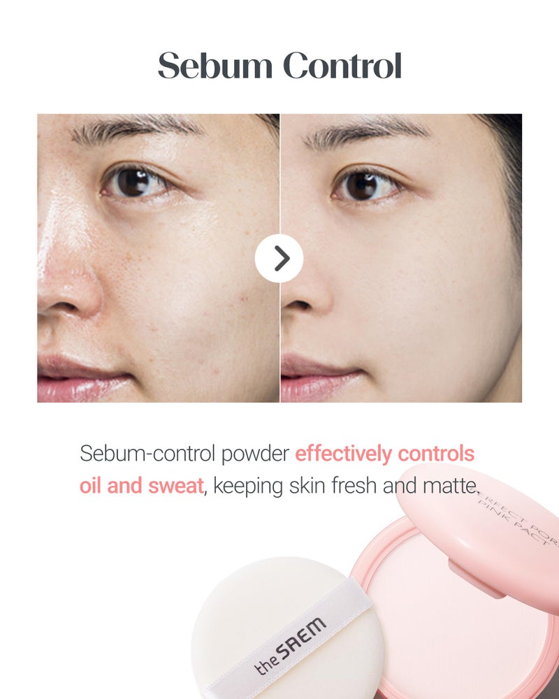 THESAEM Saemmul Perfect Pore Pink Pact - Makeup Finishing Pressed Powder for Sebum Control and Pore Minimization, Soothes Sensitive Skin with Calamine, Setting Powder, Clumps Free 12g - Image 3