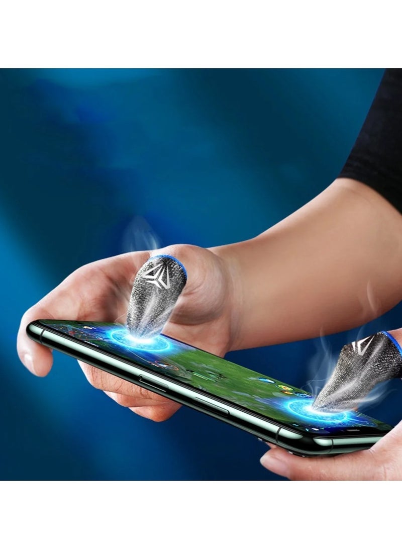 RUKYU Gaming Finger Sleeves 2 Pairs Anti Sweat Breathable Silver Fiber Thumb Gloves Super Thin High Touch Sensitivity for Mobile Phone Games COD Fortnite Legends Everyday Use - Image 2