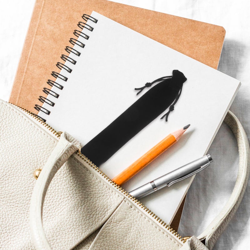 25pcs Drawstring Bag Pen Pouch Sleeve Holder Pen Case Pencil Bag Storage Bag School Office Supplies (Black) - Image 5
