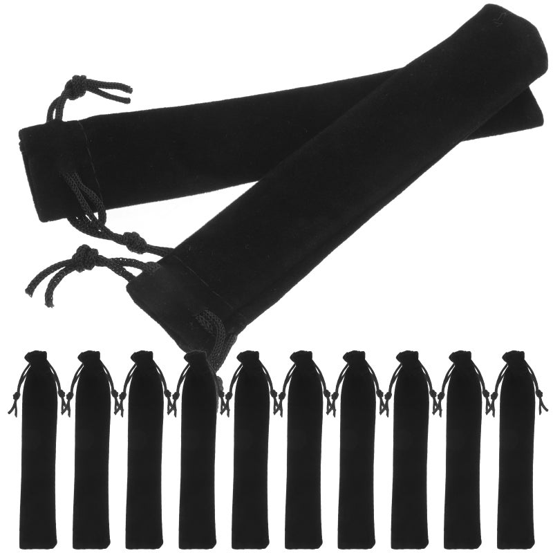 25pcs Drawstring Bag Pen Pouch Sleeve Holder Pen Case Pencil Bag Storage Bag School Office Supplies (Black) - Image 1