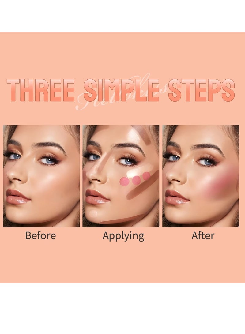 HelloKiss Concealer Stick Three Color Combination Set Highlight Contour and Blush Makeup Stick Set Cream Contour Concealer Stick Set Contour Highlighter Blusher Makeup Stick Soft Texture Skin Highlight Easy Makeup Stick SET C - Image 4