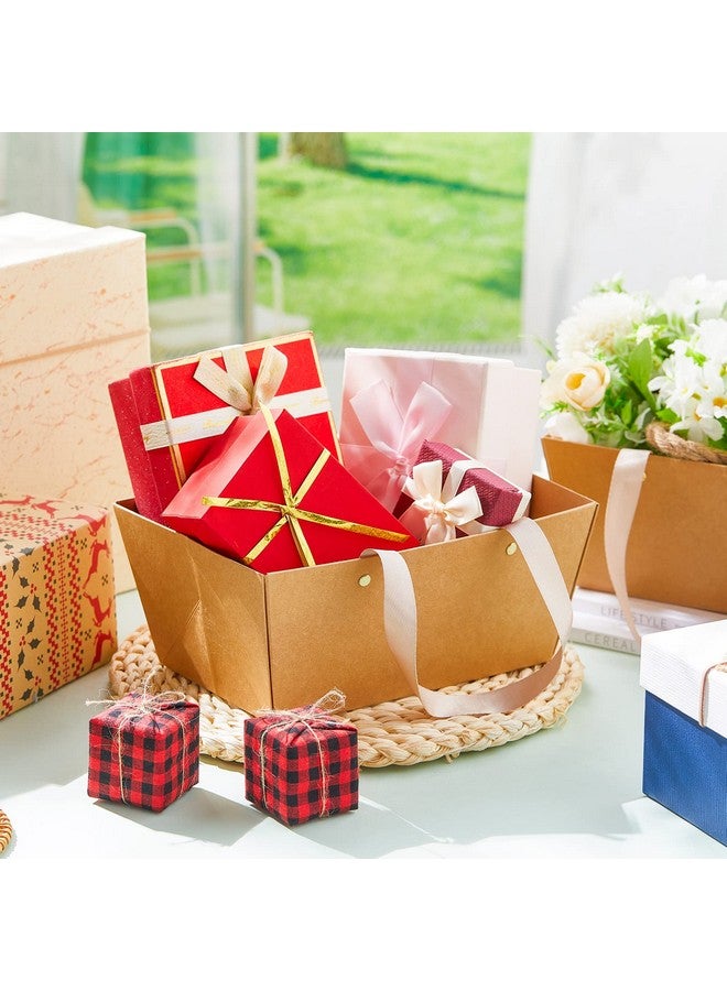 Tuanse 30 Pcs Christmas Basket for Gift Empty DIY Bulk Gift Basket Kit with Handle Kraft Cardboard Tray with 30 Bag 30 Bow Market Tray for Birthday Wedding Party Gift(Brown,9.8 x 6.5 x 4.3 in) - Image 4