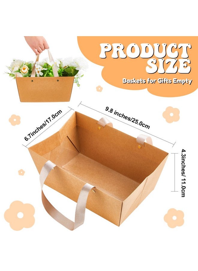 Tuanse 30 Pcs Christmas Basket for Gift Empty DIY Bulk Gift Basket Kit with Handle Kraft Cardboard Tray with 30 Bag 30 Bow Market Tray for Birthday Wedding Party Gift(Brown,9.8 x 6.5 x 4.3 in) - Image 2