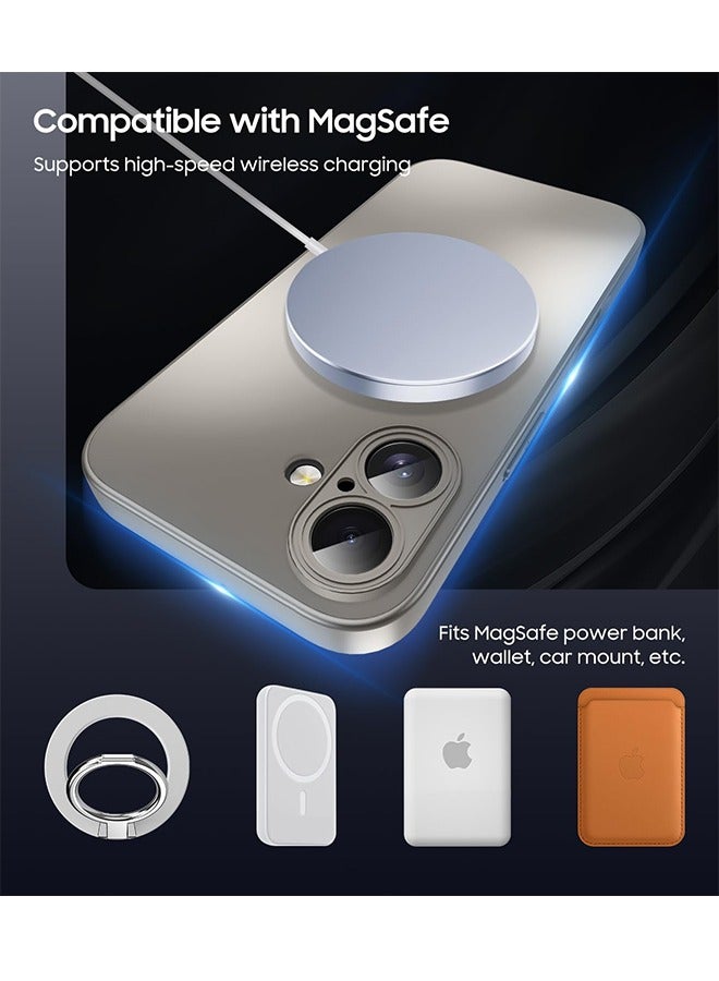 for iPhone 16 Case, Compatible with MagSafe, Logo View, Camera Protection, Silky Silicone Magnetic Fingerprint-Proof Phone Case, Slim AG Matte Shockproof Cover, Titanium Gray - Image 2