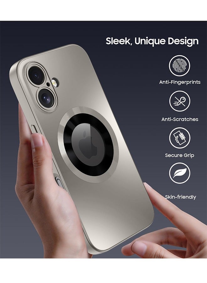 for iPhone 16 Case, Compatible with MagSafe, Logo View, Camera Protection, Silky Silicone Magnetic Fingerprint-Proof Phone Case, Slim AG Matte Shockproof Cover, Titanium Gray - Image 3