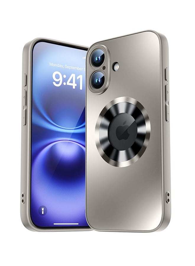 for iPhone 16 Case, Compatible with MagSafe, Logo View, Camera Protection, Silky Silicone Magnetic Fingerprint-Proof Phone Case, Slim AG Matte Shockproof Cover, Titanium Gray - Image 1