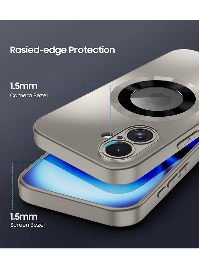 for iPhone 16 Case, Compatible with MagSafe, Logo View, Camera Protection, Silky Silicone Magnetic Fingerprint-Proof Phone Case, Slim AG Matte Shockproof Cover, Titanium Gray - Image 4