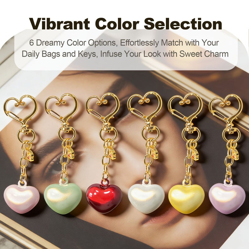 Dreamy Pink Japanese Heart Bell Keychain for Women Bag Car Key Charm - Image 4
